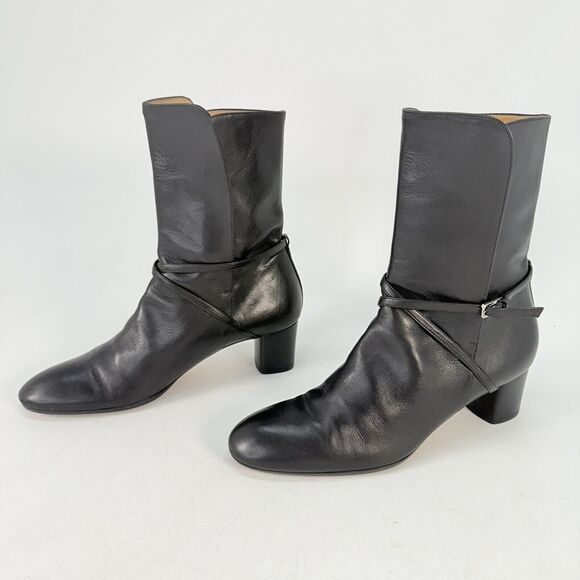 Bally Shoes - BALLY Size EU 37.5 / US 7 FALTA Black Leather High Ankle Boots Block Heal